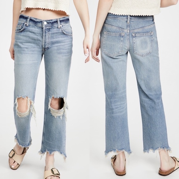NWT Free People Maggie Mid Rise Straight Jeans in Aged to Perfection - Picture 1 of 9